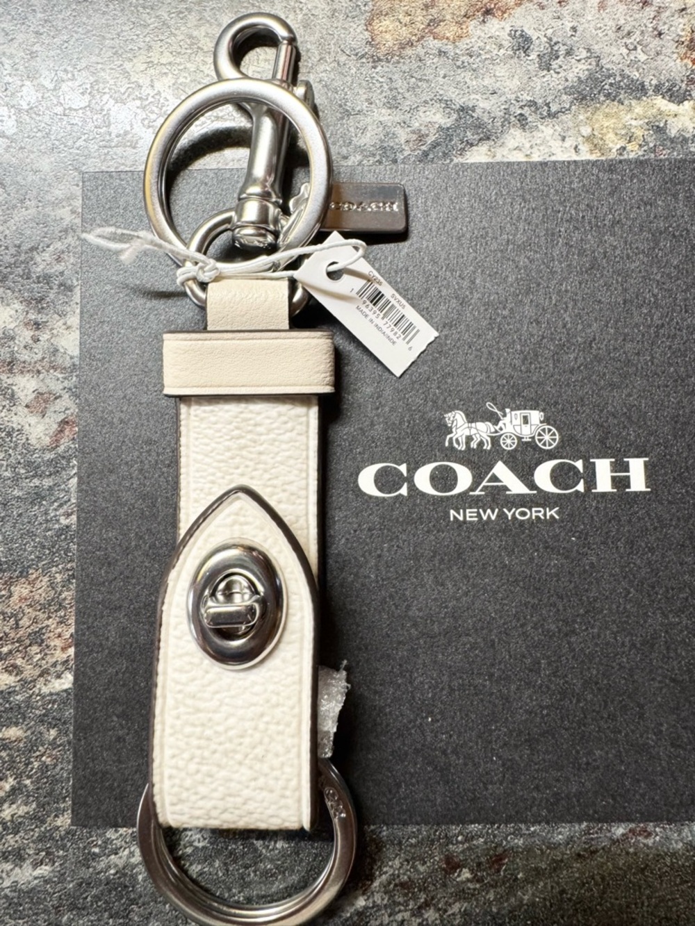 Coach NWT Trigger Snap white signatire keychain/bag charm